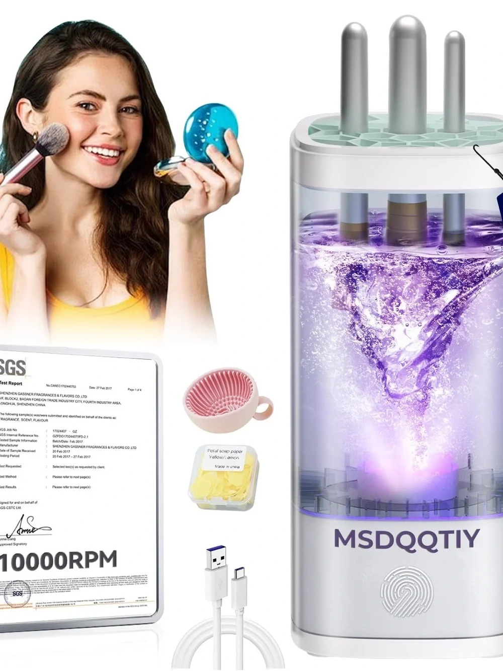 Women’s Purple Facial Brush Cleaner - Portable Ultrasonic Cleaning Device